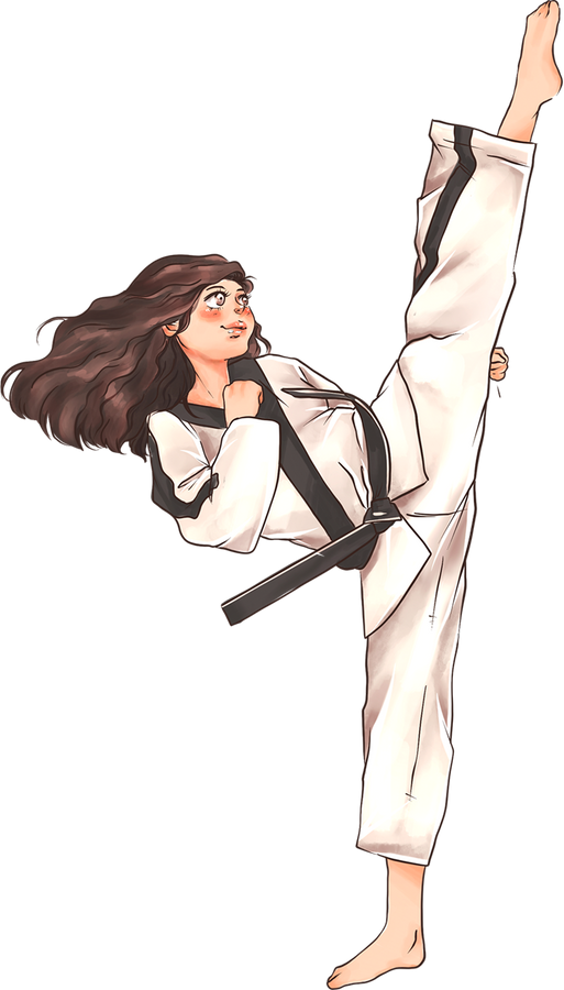 Manhwa-Inspired Taekwondo Woman Axe Kick